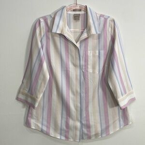 Chico's No Iron Top Dot Stripped Women's 1/Medium/8